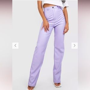 Wide leg lavender faux leather pants